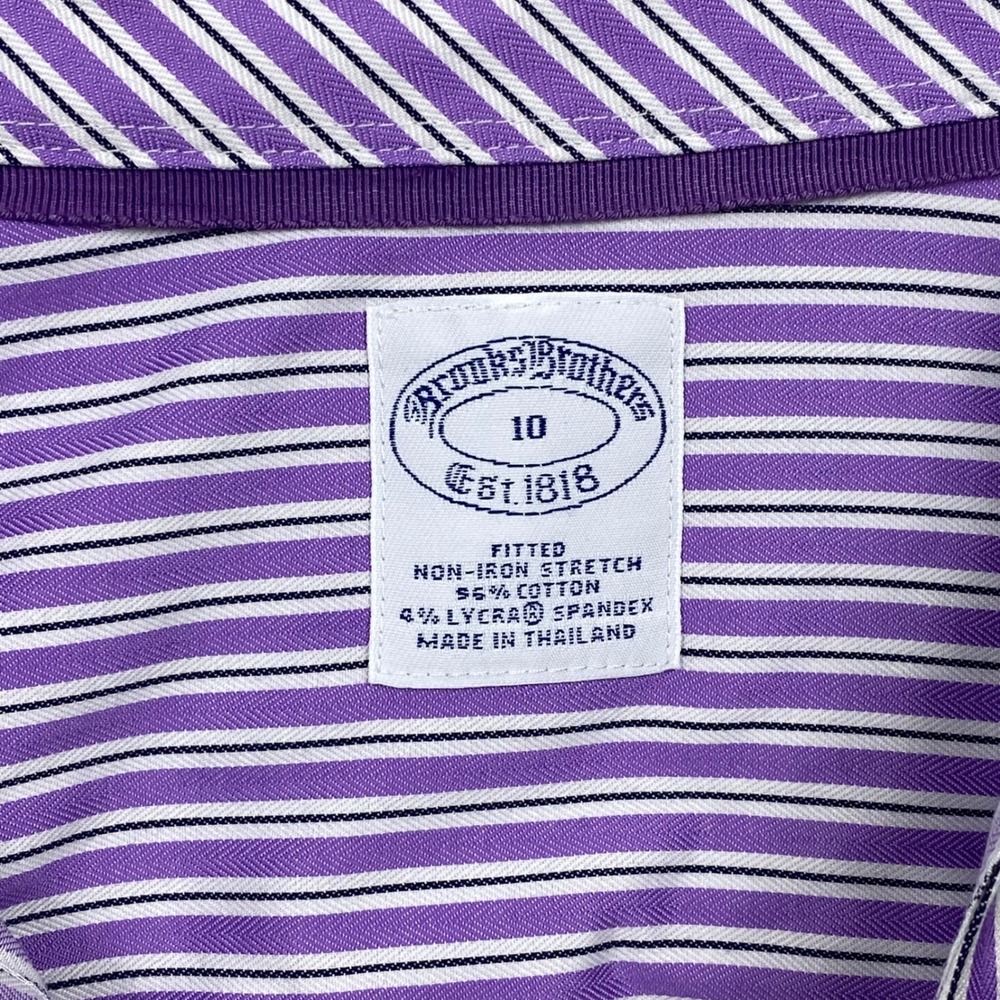 Brooks Brothers Womens Purple Striped Non-Iron Fitted Stretch Shirt Size 10 - Picture 2 of 16
